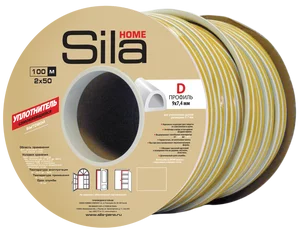 Sila Home D100, 9х7,4 мм уплотнитель самоклеящийся, СЕРЫЙ, (1к-6шт), (2*50 м)