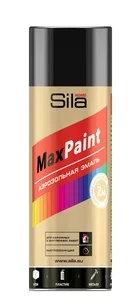 Sila HOME Max Paint, эмаль аэрозольная, универс., ЧЁРНЫЙ ГЛЯНЦЕВЫЙ RAL9005, 520мл (12 шт)