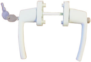 Ручка двухсторонняя,алюм.,4-х поз.,с ключом и барашком, белая (1к-2шт), (ГУ-40)