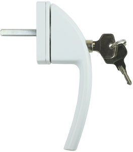 Ручка оконная алюм., 8-ми поз., с ключом, 37 штифт, БЕЛАЯ, (1к-10шт)