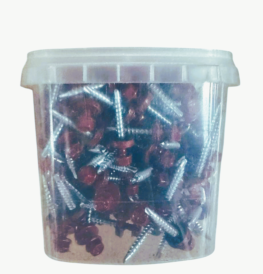 Саморез кровельный  4,8*35 ,сверло ,Ral 3011 красно-коричневый (250шт) Ведро 1,1