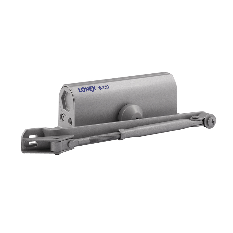 Доводчик дверной LONEX 330 (от 50 до 120 кг)(серый) морозостойкий