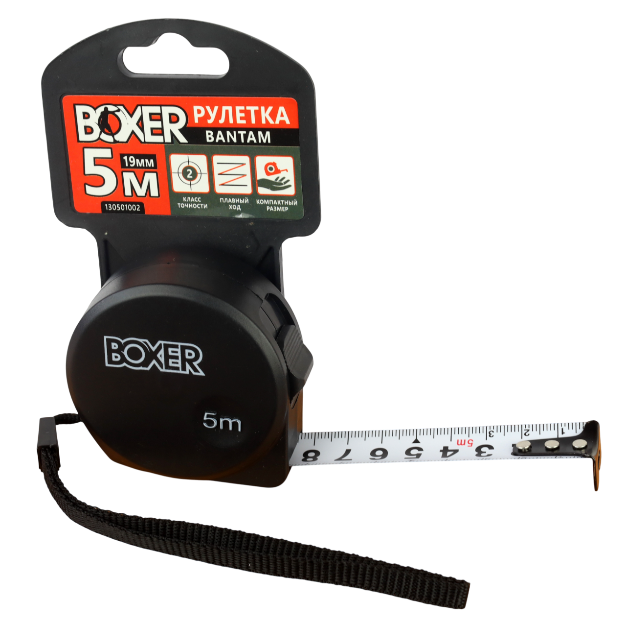 Рулетка Bantam 5м x 19мм, пластиковый корпус, Boxer (1уп-12шт) NEW