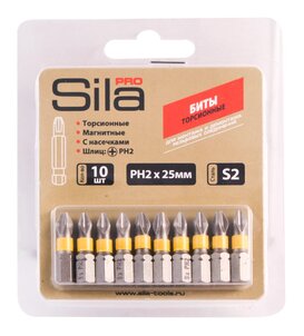 Биты Sila Pro, ph2х70мм, S2, намагнич, торсионые,блистер (10 шт)