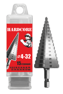 Сверло по металлу шаговое 4-32 мм (15 ступ.) "Hardcore"