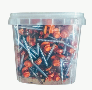 Саморез кровельный  4,8*50 ,сверло ,Ral 2004 мандарин (150шт) Ведро 1,1