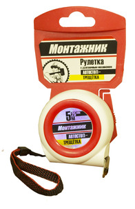 Рулетка с автостопом-трещёткой 10 м х 25 мм "Монтажник" (6 шт)