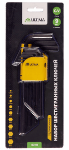Набор шестигранных ключей Ultima, удлиненные, 9 шт в наборе, 1,5-10 мм, сталь CrV (1уп-6комп