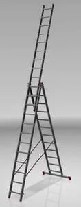 Лестница алюминиевая трёхсекционная усиленная профессионал Новая Высота NV 3231 3х17 (4,5м - 11,26м)