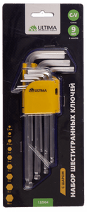 Набор шестигранных ключей Ultima, шаровые, удлиненные, 9 шт в наборе, 1,5-10 мм, сталь CrV (1уп-6ком