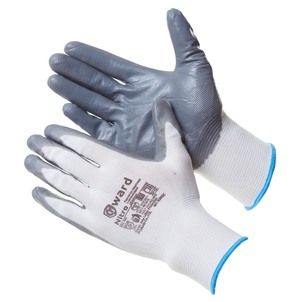 GWARD Перчатки нейлоновые белые с серым нитриловым покрытием 12/720 (размер 9)