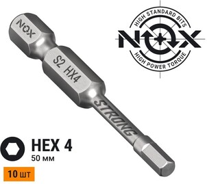 Бита torsion E6,3 Hex 4-50, 10 шт бокс STRONG