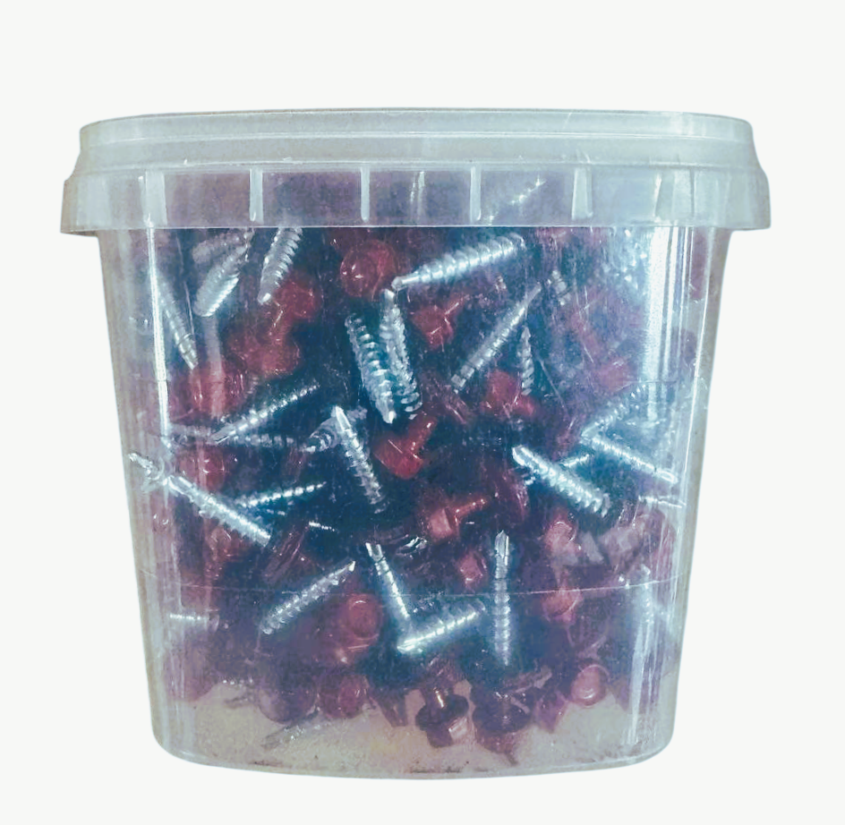 Саморез кровельный  4,8*50 ,сверло ,Ral 3003 ярко-красный (150шт) Ведро 1,1