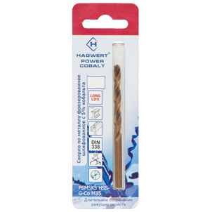 Сверло по металлу  4,0х75мм Power-Cobalt Р6М5К5 фрез. "Hagwert"
